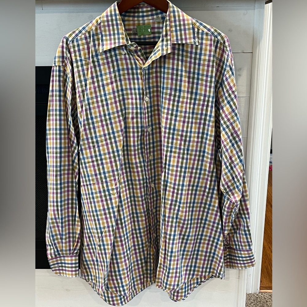 Peter Millar Button Up long sleeve dress shirt size XL plaid